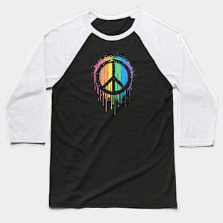 Rainbow Drip Peace Baseball T-Shirt